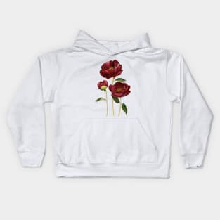 Burgundy peonies Kids Hoodie